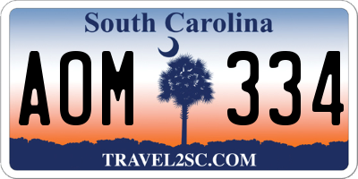 SC license plate AOM334