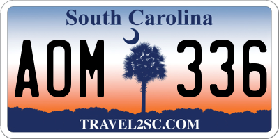 SC license plate AOM336