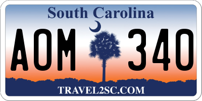 SC license plate AOM340