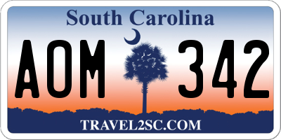 SC license plate AOM342