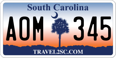 SC license plate AOM345