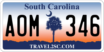 SC license plate AOM346