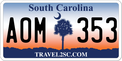 SC license plate AOM353