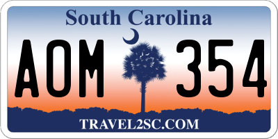 SC license plate AOM354