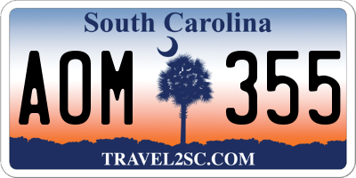 SC license plate AOM355