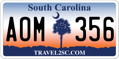 SC license plate AOM356