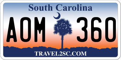 SC license plate AOM360