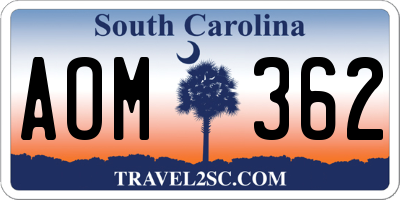 SC license plate AOM362