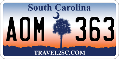 SC license plate AOM363