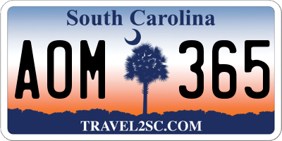 SC license plate AOM365