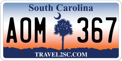 SC license plate AOM367