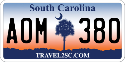 SC license plate AOM380