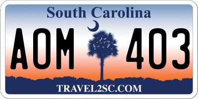 SC license plate AOM403