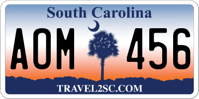 SC license plate AOM456