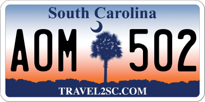 SC license plate AOM502