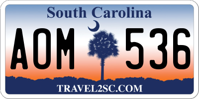 SC license plate AOM536