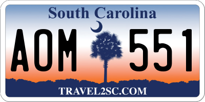 SC license plate AOM551