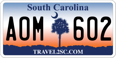 SC license plate AOM602