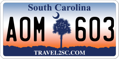 SC license plate AOM603
