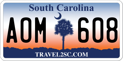 SC license plate AOM608