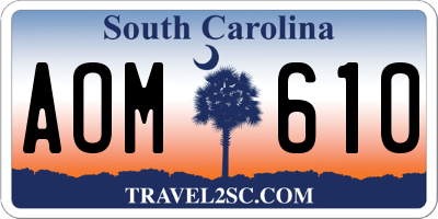 SC license plate AOM610