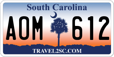 SC license plate AOM612