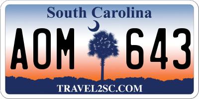 SC license plate AOM643