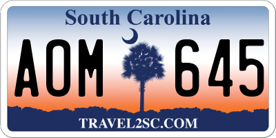 SC license plate AOM645