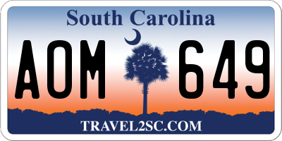 SC license plate AOM649