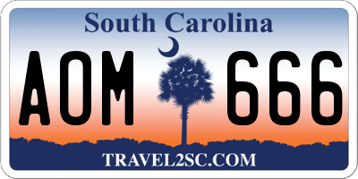 SC license plate AOM666
