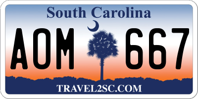 SC license plate AOM667