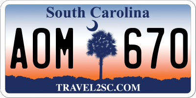 SC license plate AOM670