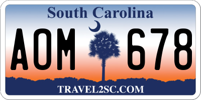 SC license plate AOM678