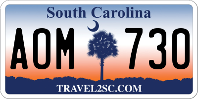 SC license plate AOM730