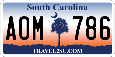 SC license plate AOM786