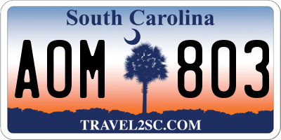 SC license plate AOM803