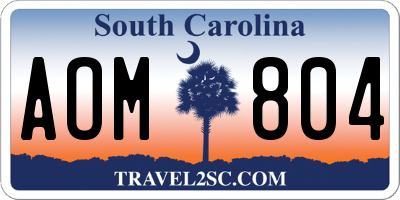 SC license plate AOM804