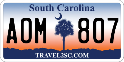 SC license plate AOM807