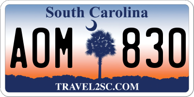 SC license plate AOM830
