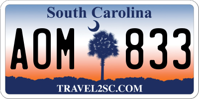 SC license plate AOM833