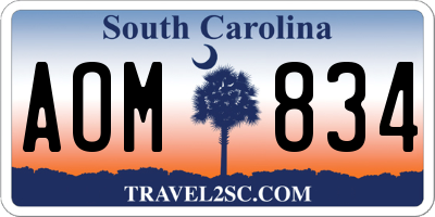 SC license plate AOM834
