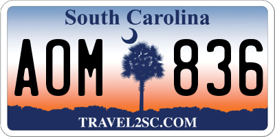 SC license plate AOM836