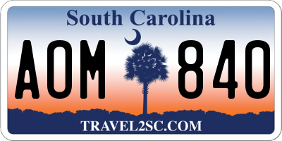 SC license plate AOM840