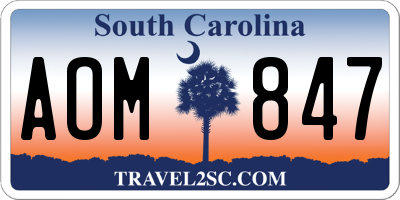 SC license plate AOM847