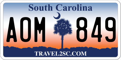 SC license plate AOM849