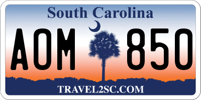 SC license plate AOM850