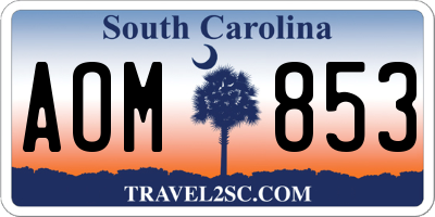 SC license plate AOM853