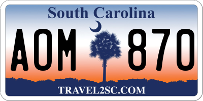 SC license plate AOM870