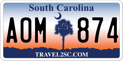 SC license plate AOM874