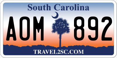 SC license plate AOM892